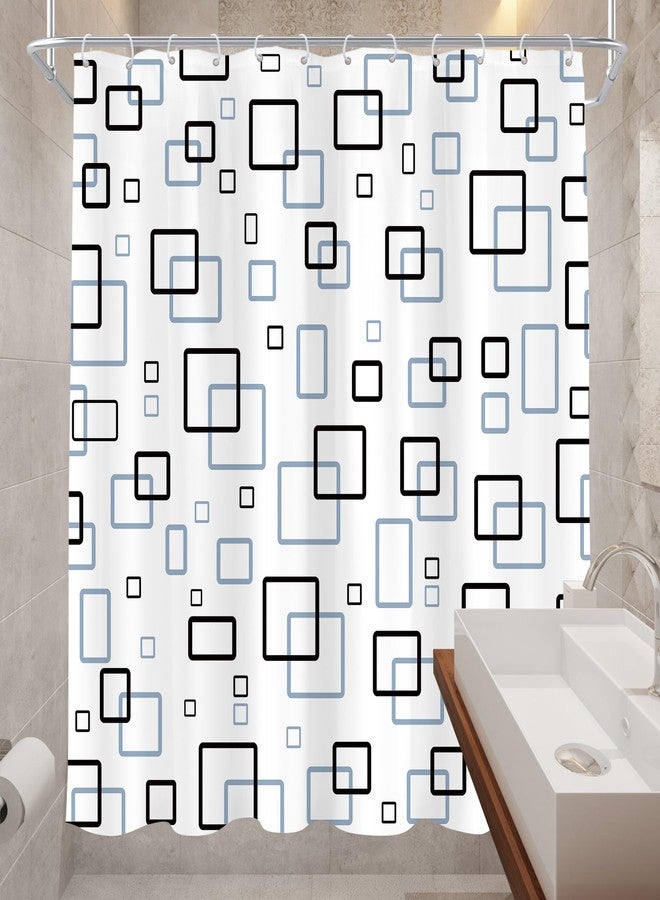 Cinbloo Abstract Geometric Black Navy Blue 72Wx72H Shower Curtain Mens Masculine Modern Plaid Checkered Square Cute Simple Minimalist Bathroom Curtain Set Aesthetic Bath Bathroom Accessories Decor - Image 4