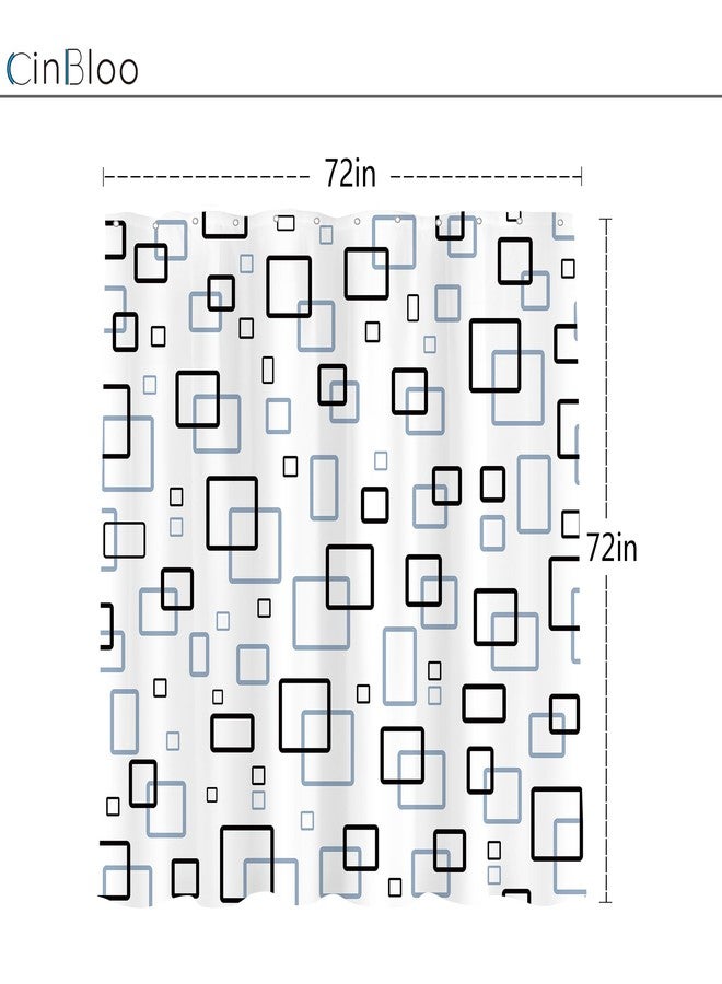 Cinbloo Abstract Geometric Black Navy Blue 72Wx72H Shower Curtain Mens Masculine Modern Plaid Checkered Square Cute Simple Minimalist Bathroom Curtain Set Aesthetic Bath Bathroom Accessories Decor - Image 5
