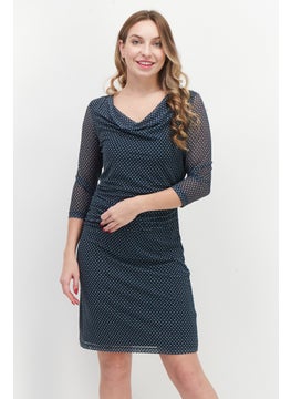 Zero Women Allover Print Mini Dress, Slate Blue  - Image 1