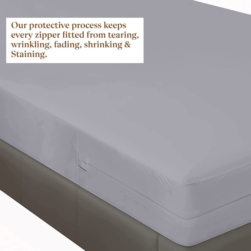 SKY BEDDINGS شريحة ملاءة بسحاب  أولمبيك كوين  ملاءة بسحاب بعمق 8 بوصات  جودة فندقية  ملاءة قاع مصنوعة من الألياف الدقيقة  ناعمة وخالية من التجاعيد  غطاء مرتبة  1 ملاءة فقط - رمادي فاتح - Image 4