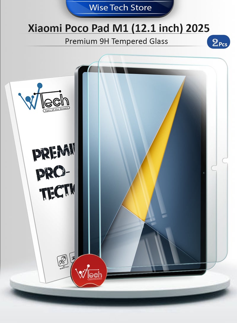 Wtech Xiaomi Poco Pad M1 (12.1 inch) 2025 WTech Premium Series Curved Edges 9H HD Full Cover Tempered Glass Tablet Screen Protector 2 Pack (TSGPCN) - Clear - Image 1