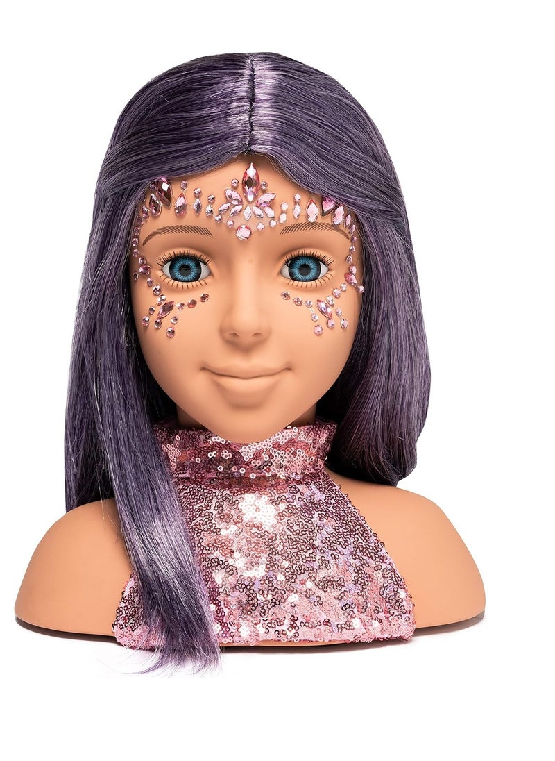 I'm A Stylist Styling Head Deluxe Lola - Doll Mannequin Head, Interchangeable Wig, Synthetic Fiber Purple Hair Includes Magnetic Lashes, Hair Accessories, Earrings & Face Gems for Kids 8+ Years - 13" - pzsku/ZF5709CAA0F361AAE6F9DZ/45/_/1730631783/ec1696d4-f660-4f90-ada7-077b00c247f4