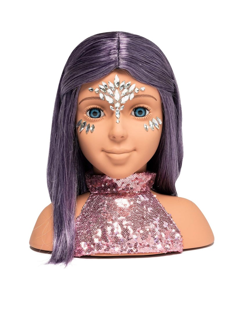 I'm A Stylist Styling Head Deluxe Lola - Doll Mannequin Head, Interchangeable Wig, Synthetic Fiber Purple Hair Includes Magnetic Lashes, Hair Accessories, Earrings & Face Gems for Kids 8+ Years - 13" - pzsku/ZF5709CAA0F361AAE6F9DZ/45/_/1730631794/e48c9c28-0473-43a4-82b4-b0e94e376bef