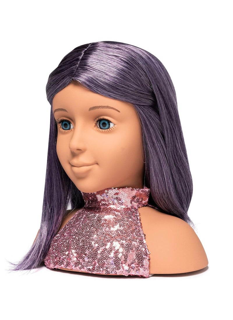 I'm A Stylist Styling Head Deluxe Lola - Doll Mannequin Head, Interchangeable Wig, Synthetic Fiber Purple Hair Includes Magnetic Lashes, Hair Accessories, Earrings & Face Gems for Kids 8+ Years - 13" - pzsku/ZF5709CAA0F361AAE6F9DZ/45/_/1730631795/771d70a8-c174-4cad-8f14-b00c2c99e812