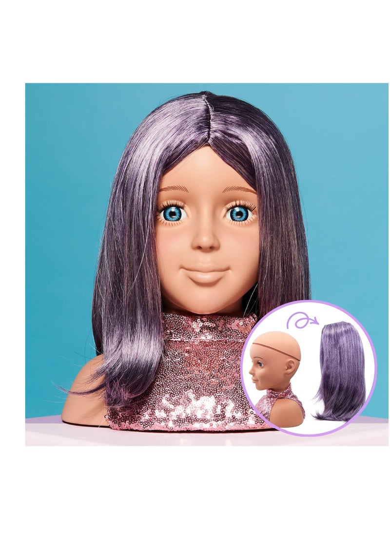 I'm A Stylist Styling Head Deluxe Lola - Doll Mannequin Head, Interchangeable Wig, Synthetic Fiber Purple Hair Includes Magnetic Lashes, Hair Accessories, Earrings & Face Gems for Kids 8+ Years - 13" - pzsku/ZF5709CAA0F361AAE6F9DZ/45/_/1730631803/6937e0f2-ce1e-4a57-8f3f-278778dd6924