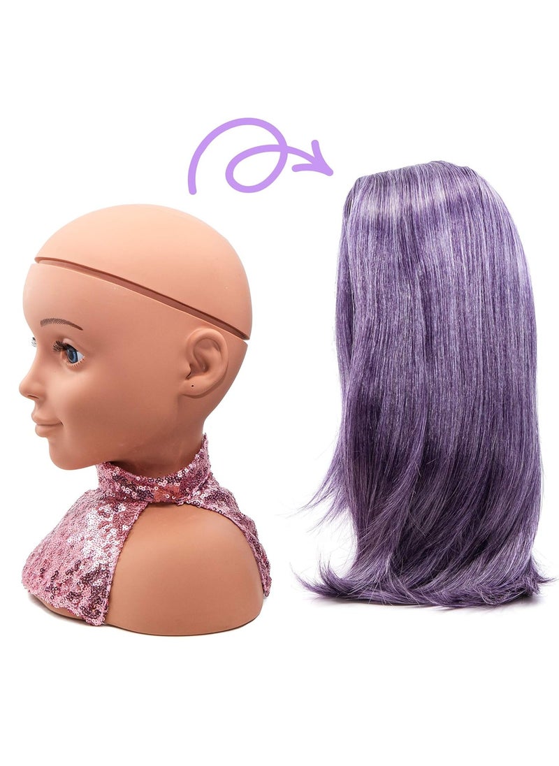 I'm A Stylist Styling Head Deluxe Lola - Doll Mannequin Head, Interchangeable Wig, Synthetic Fiber Purple Hair Includes Magnetic Lashes, Hair Accessories, Earrings & Face Gems for Kids 8+ Years - 13" - pzsku/ZF5709CAA0F361AAE6F9DZ/45/_/1730631805/f54b2148-65f0-48a0-ba65-80f9854c475e