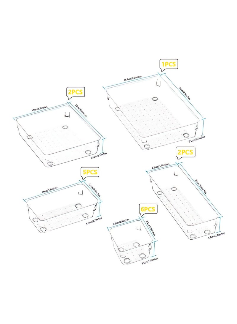 Generic 16-Piece Drawer Organizer Boxes For Makeup Kits Clear - Image 2