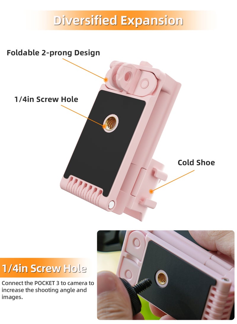 سني لايف حامل تثبيت مغناطيسي مخصص متوافق مع DJI Osmo Pocket 3، محول ملحقات Pocket3 المحدث مع مشبك مغناطيسي وحامل شفط على سطح المكتب، سطح عمودي، مقبض قابل للتعديل بزاوية 180 درجة، مع 2 واقي عدسة + 2 واقي شاشة LCD - Image 4