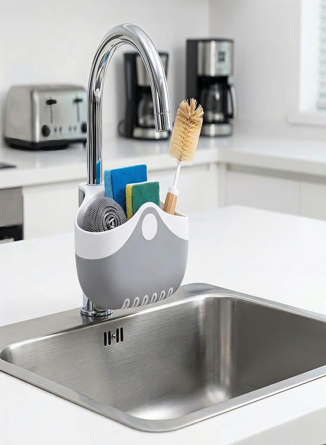 TGOPIT Kitchen Sink Sponge Holder, Sink Caddy Shelf Hanging Strainer Organizer with Adjustable Strap and Drain Holes for Kitchen Soap Drain Rack, PP+TPR Material - Image 1