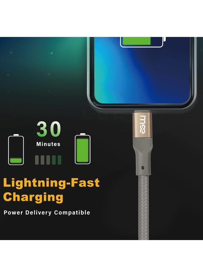 IMEE Plus IM-DC105 USB-C to Lightning PD Cable 1.2M, 35W Fast Charging & 480Mbps Data Transfer, Braided Nylon Durable Design, Compatible with iPhone 13/12/11/XR, iPad & AirPods, Strong Connectors, Tangle-Free, Long-Lasting Charging Cable - Image 2