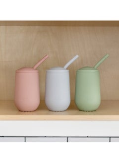 ezpz Happy Sippy Cup & Straw System - 100% Silicone Straw Cup For Infants + Straw Cup For Toddlers - Mauve  - Image 1