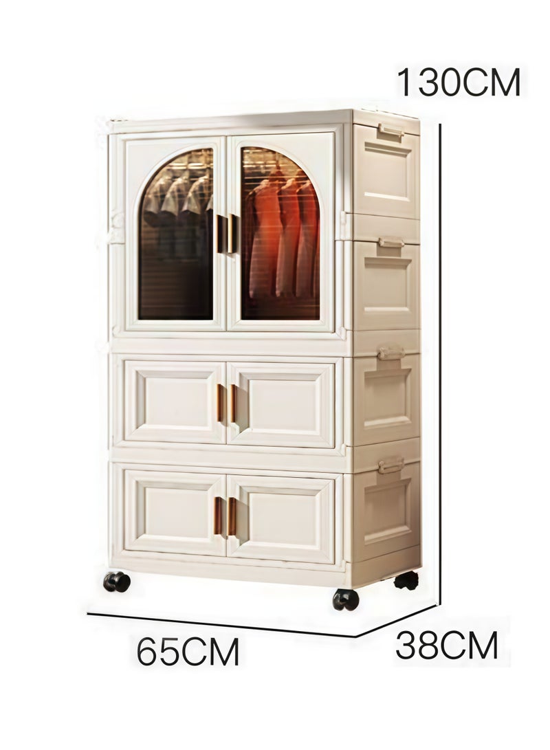 خزانة ملابس للأطفال، متعددة الوظائف وسعة كبيرة، ارتفاع قابل للتعديل، خزانة تخزين قابلة للتوسيع مع حجرات تخزين، مناسبة لغرف نوم الأولاد والبنات. - Image 3