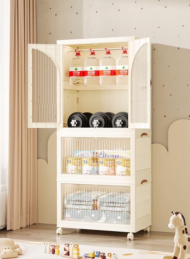 خزانة ملابس للأطفال، متعددة الوظائف وسعة كبيرة، ارتفاع قابل للتعديل، خزانة تخزين قابلة للتوسيع مع حجرات تخزين، مناسبة لغرف نوم الأولاد والبنات. - Image 4