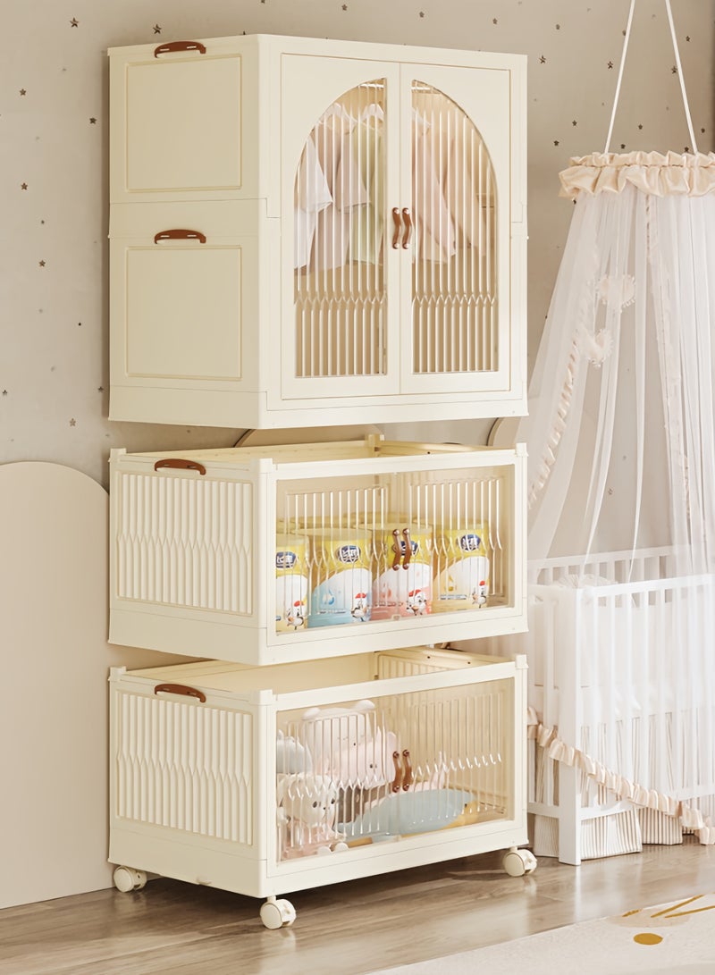 خزانة ملابس للأطفال، متعددة الوظائف وسعة كبيرة، ارتفاع قابل للتعديل، خزانة تخزين قابلة للتوسيع مع حجرات تخزين، مناسبة لغرف نوم الأولاد والبنات. - Image 1