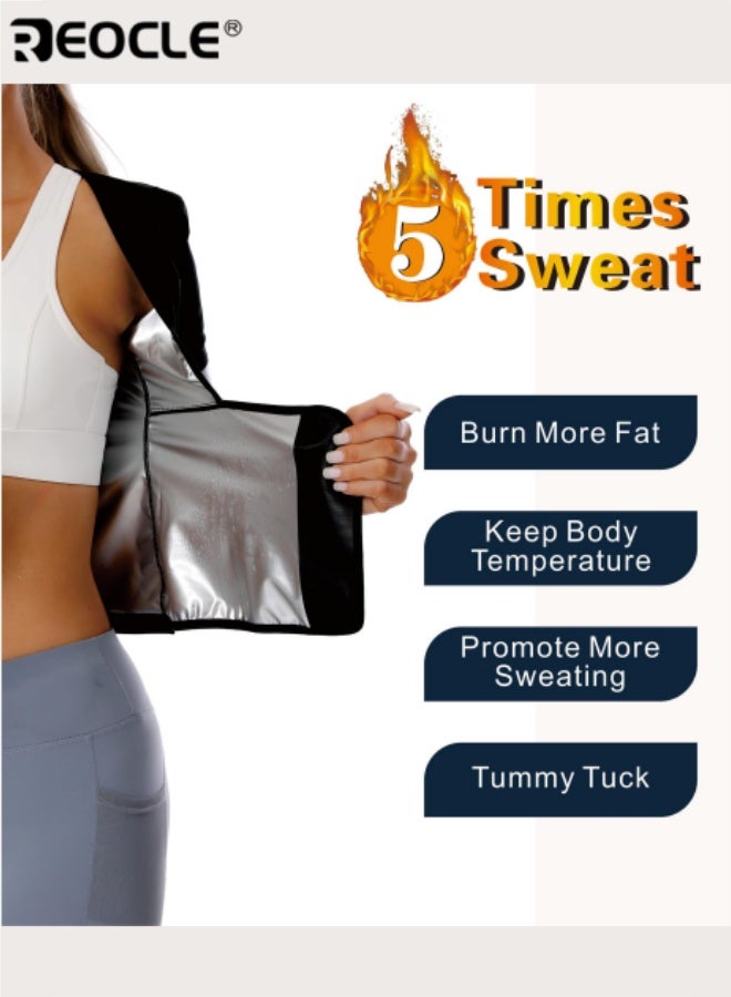 REOCLE Women's Sweat Vest Slimming Sauna Shirt for Workouts Sauna Suit Waist Trimmer for Women Tummy Control Premium Quality for Global Fitness Enthusiasts - Image 4