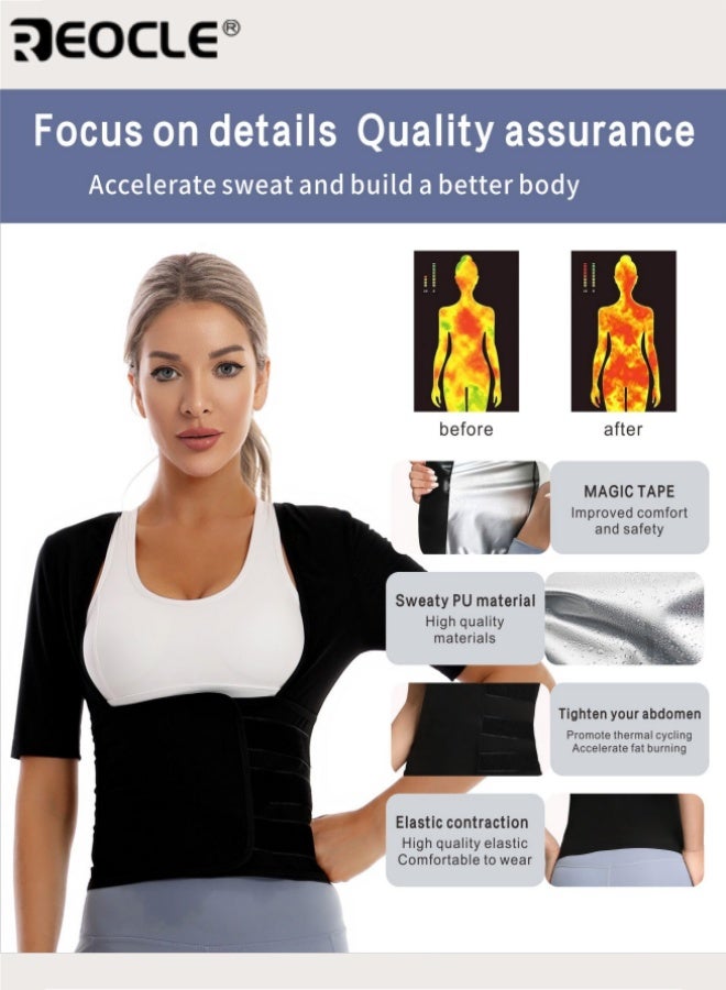 REOCLE Women's Sweat Vest Slimming Sauna Shirt for Workouts Sauna Suit Waist Trimmer for Women Tummy Control Premium Quality for Global Fitness Enthusiasts - Image 5