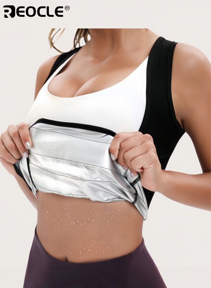 REOCLE Women's Sweat Vest Slimming Sauna Shirt for Workouts Sauna Suit Waist Trimmer for Women Tummy Control Premium Quality for Global Fitness Enthusiasts - Image 2