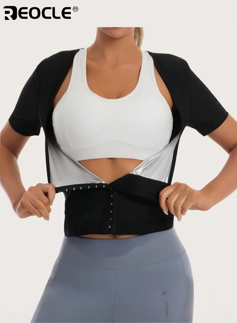 REOCLE Women's Sweat Vest Slimming Sauna Shirt for Workouts Sauna Suit Waist Trimmer for Women Tummy Control Premium Quality for Global Fitness Enthusiasts - Image 3