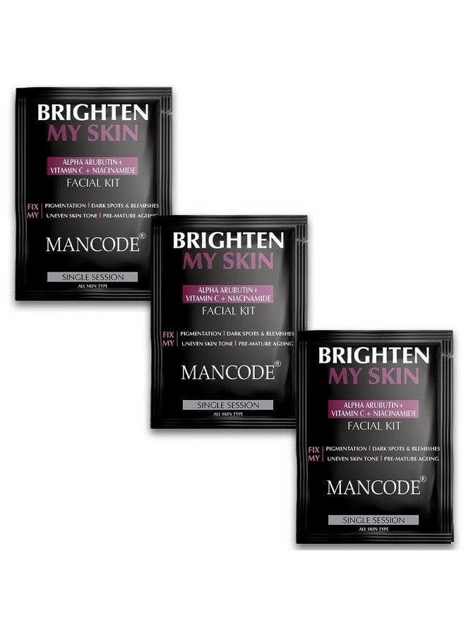 MAN CODE Mancode Brighten My Skin Facial Kit For Men | Salon-Like Glowing Skin In 6 Easy Steps | Improves Skin Texture | Instant Glow | Suitable For All Skin Types - 3 x 58 G (Pack of 3) - Image 1