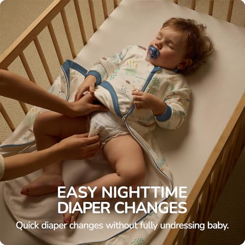 usbettas Baby Sleep Sack 6–12 Months, Cotton Sleep Sack with Detachable Long Sleeves, 1.0 TOG Wearable Blanket for Cooler Nights, 2-Way Zipper Toddler Sleeping Sack with Temperature Strip, Dinosaur - Image 4