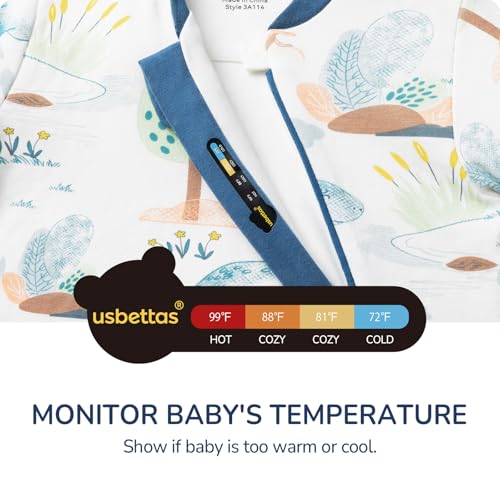 usbettas Baby Sleep Sack 6–12 Months, Cotton Sleep Sack with Detachable Long Sleeves, 1.0 TOG Wearable Blanket for Cooler Nights, 2-Way Zipper Toddler Sleeping Sack with Temperature Strip, Dinosaur - Image 5