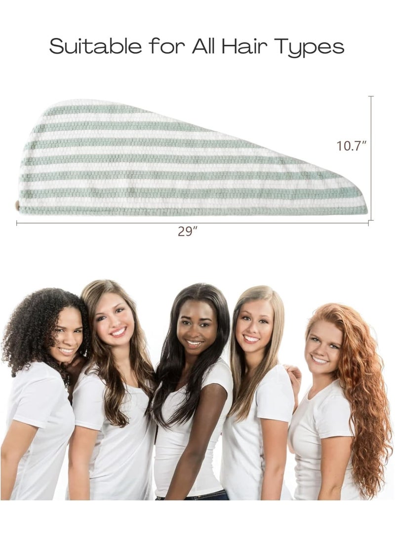 SYOSI Microfiber Hair Towel Wrap, 4 Pack Extra Large Super Absorbent Quick Dry Hair Turbans with Button, Anti-Frizz Hair Drying Towels for Women Curly Long Short Hair, Soft Lightweight - Image 2