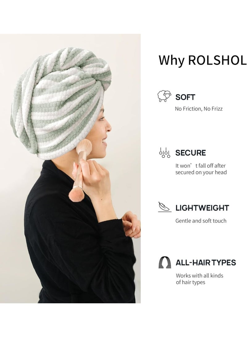SYOSI Microfiber Hair Towel Wrap, 4 Pack Extra Large Super Absorbent Quick Dry Hair Turbans with Button, Anti-Frizz Hair Drying Towels for Women Curly Long Short Hair, Soft Lightweight - Image 3