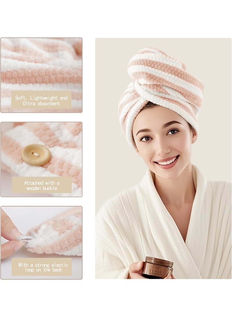 SYOSI Microfiber Hair Towel Wrap, 4 Pack Extra Large Super Absorbent Quick Dry Hair Turbans with Button, Anti-Frizz Hair Drying Towels for Women Curly Long Short Hair, Soft Lightweight - Image 4