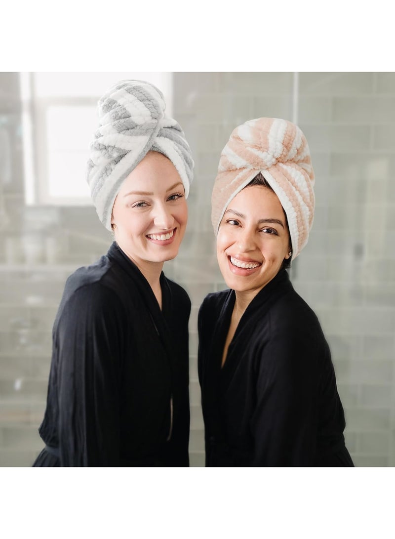 SYOSI Microfiber Hair Towel Wrap, 4 Pack Extra Large Super Absorbent Quick Dry Hair Turbans with Button, Anti-Frizz Hair Drying Towels for Women Curly Long Short Hair, Soft Lightweight - Image 5