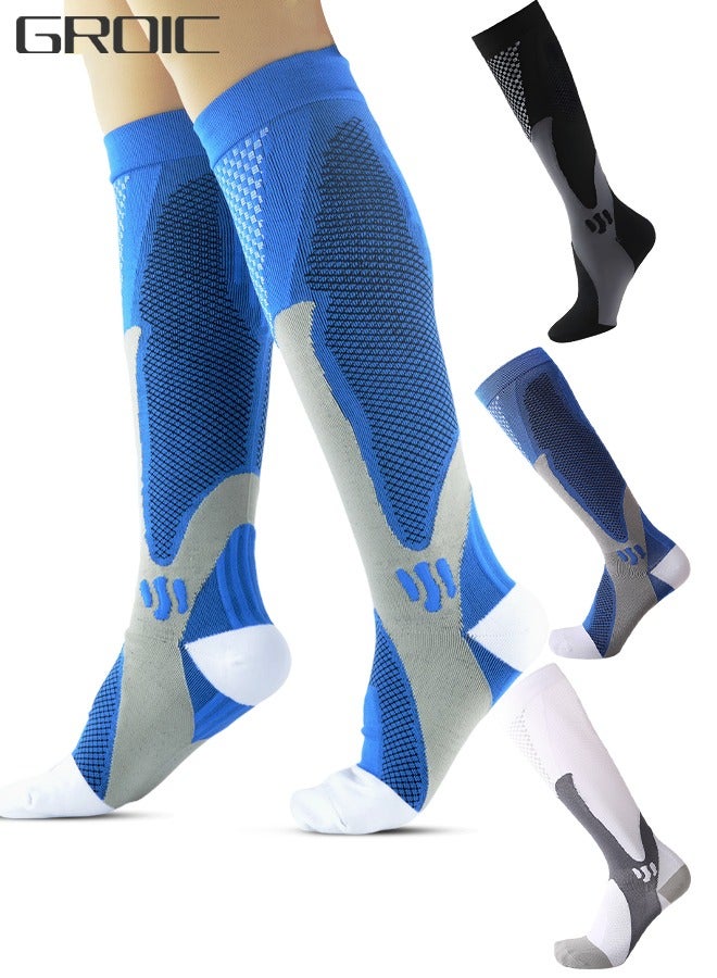 GROIC 3 Pack Elite Basketball Crew Socks for Men, Soft Long Calf Baseball Socks  Athletic Running Socks Men's Basketball  Long Sock Sports Outdoor Socks Compression Sock  - Image 1
