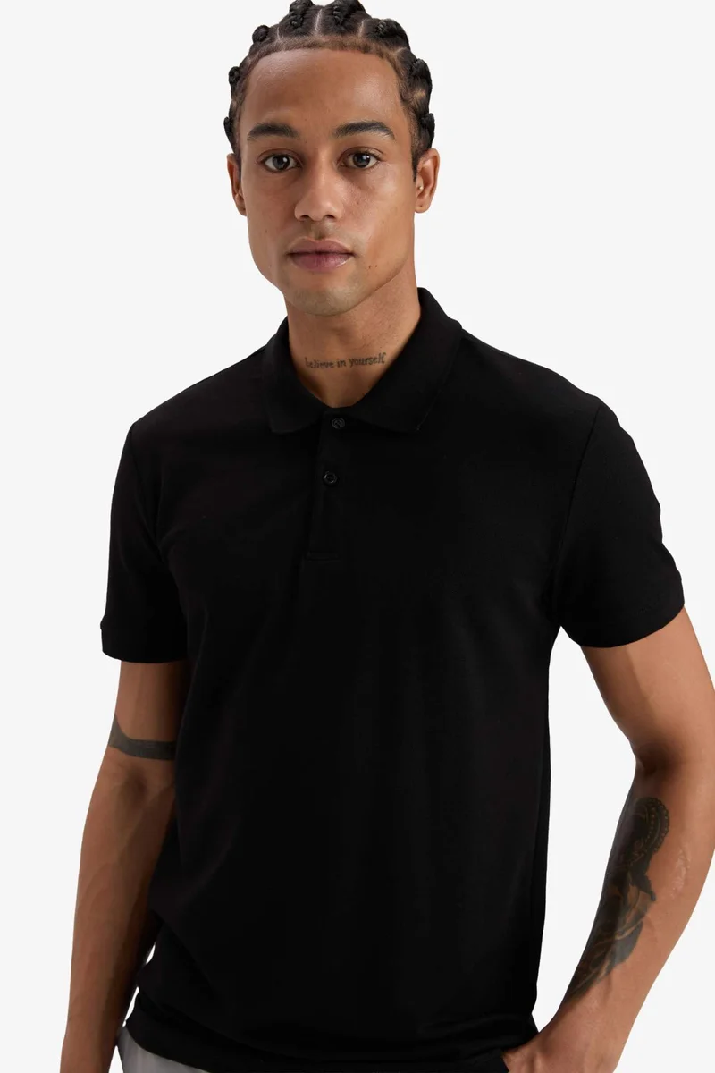 Defacto  DeFactoFit Slim Fit Pique Polo T-Shirt for Men | Best Price UAE