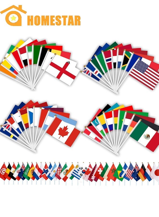 HOMESTAR World Handheld Flags, 48 Countries International Stick Flags -Double Sided Polyester Small World Cup Flag on Stick for 2026 World Cup Olympic International Party Decorations - Image 1
