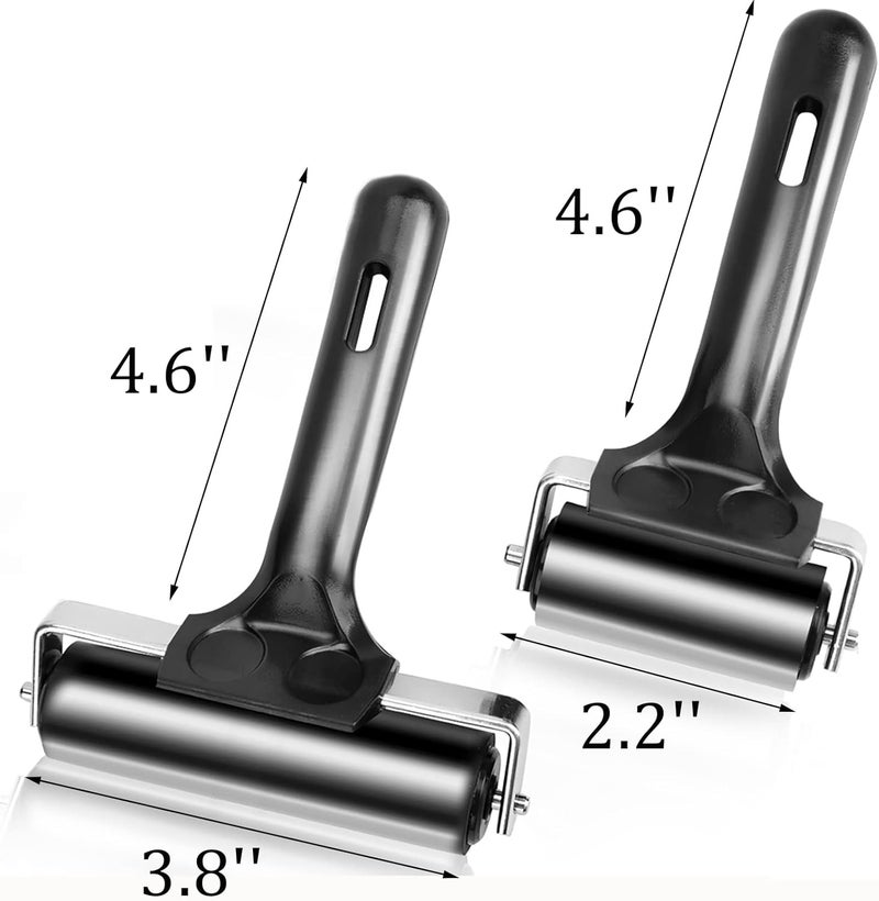 Yesland 4 Pcs Brayer Roller, Black Rubber Roller for Printmaking Wallpapers Stamping Gluing Application - 3-7/8 & 2-3/8 Inches - Image 2