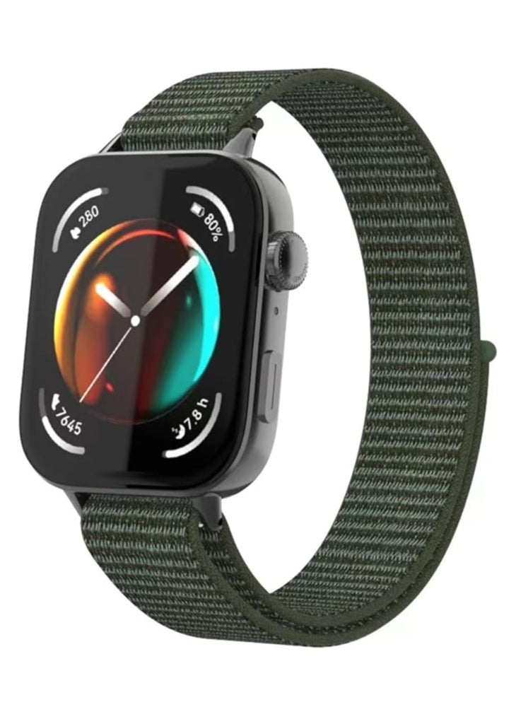 MIGOFAST - Nylon Replacement band Compatible with Huawei Fit 3 Watch, Breathable watch band Dark Green - Image 1