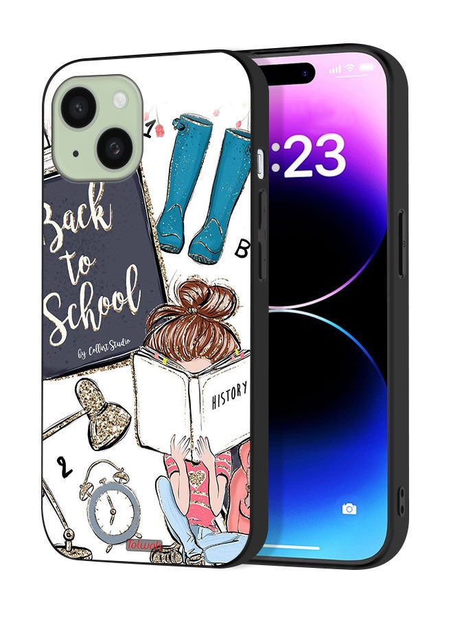 Tolwak Apple iPhone 15 Protective Case Cover Back To School Girl Reading History - Image 1