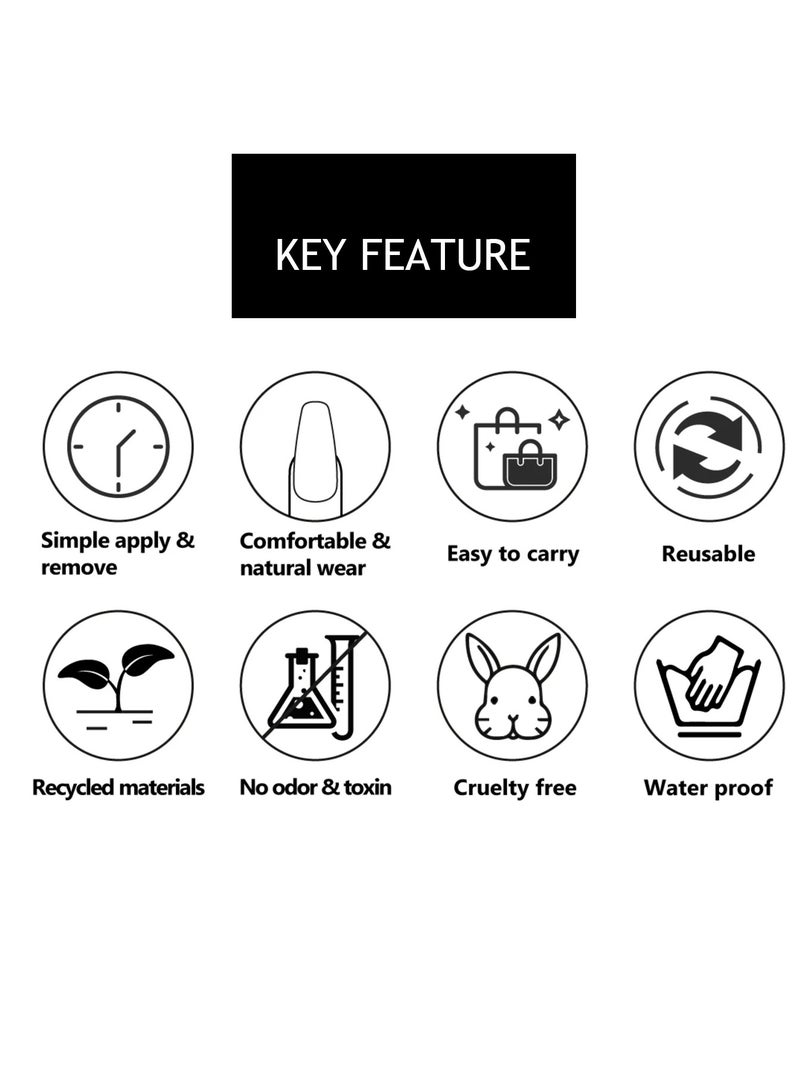 تصميم الفنان/واحة الصحراء ثلاثية الأبعاد (يدوية الصنع)/أظافر ملصقة فاخرة مرسومة باليد/شكل لوزي/10 قطع/حجم M - Image 5