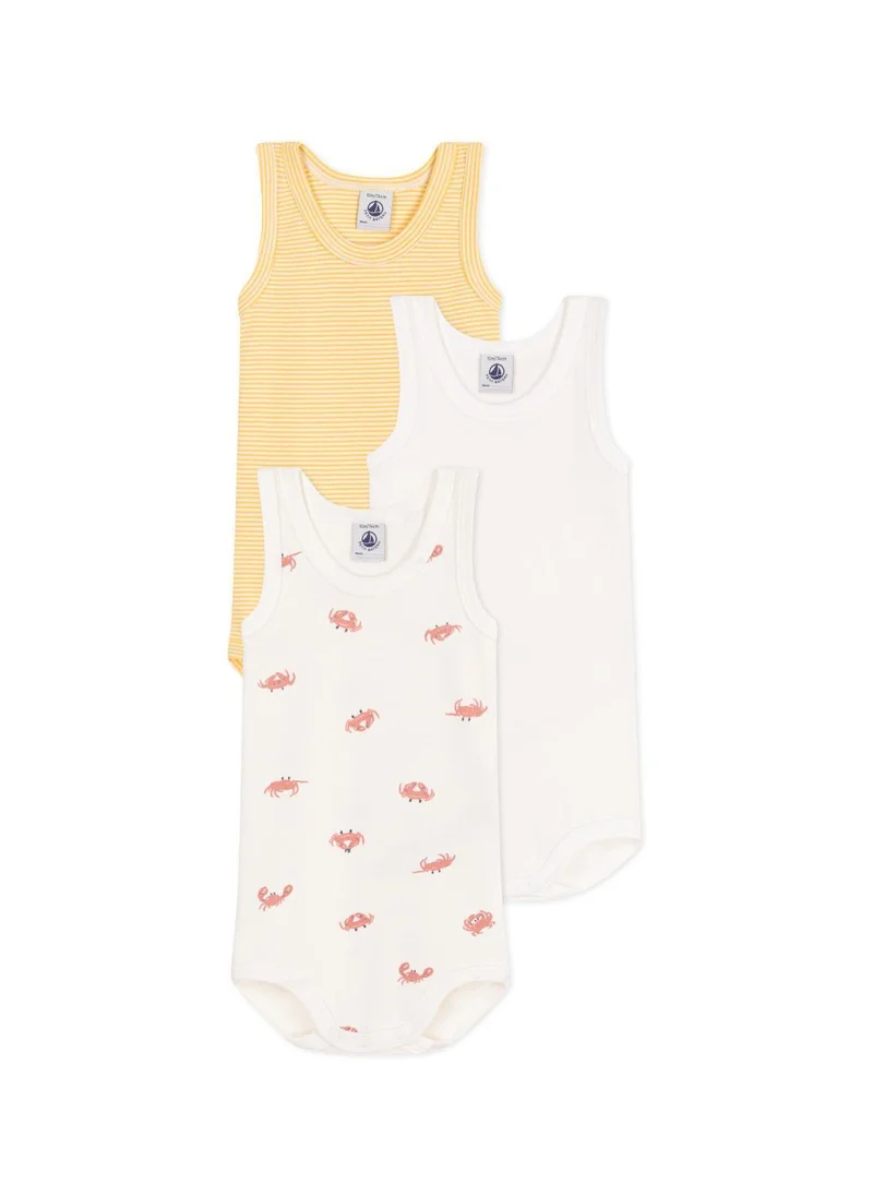 بيتي باتو Babies' sleeveless crab pattern cotton bodysuits - 3-Pack