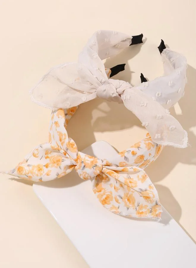 Take Two Pack of 2 - Floral Print Lace Headband