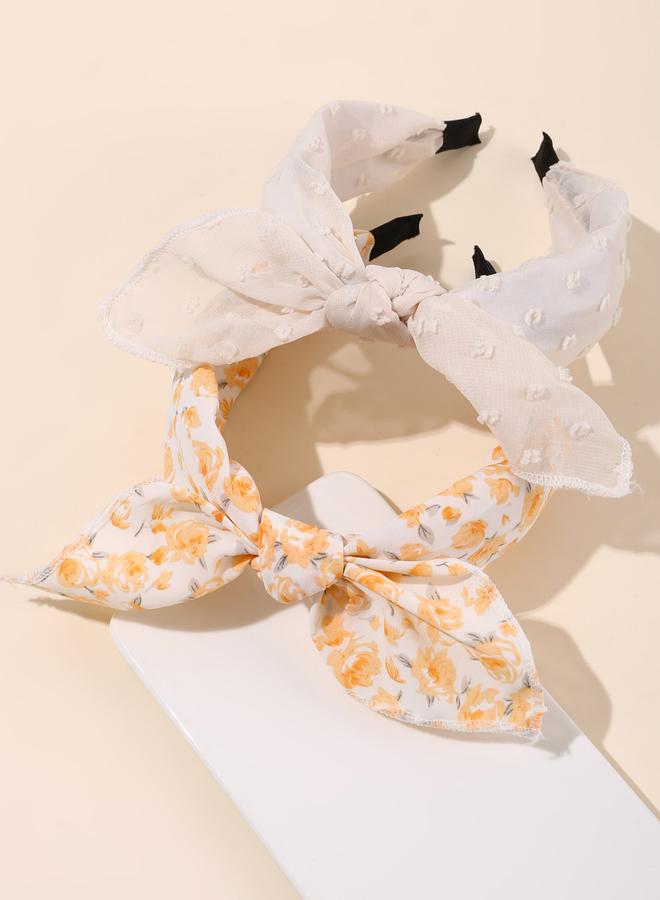 Take Two Pack of 2 - Floral Print Lace Headband - Image 1