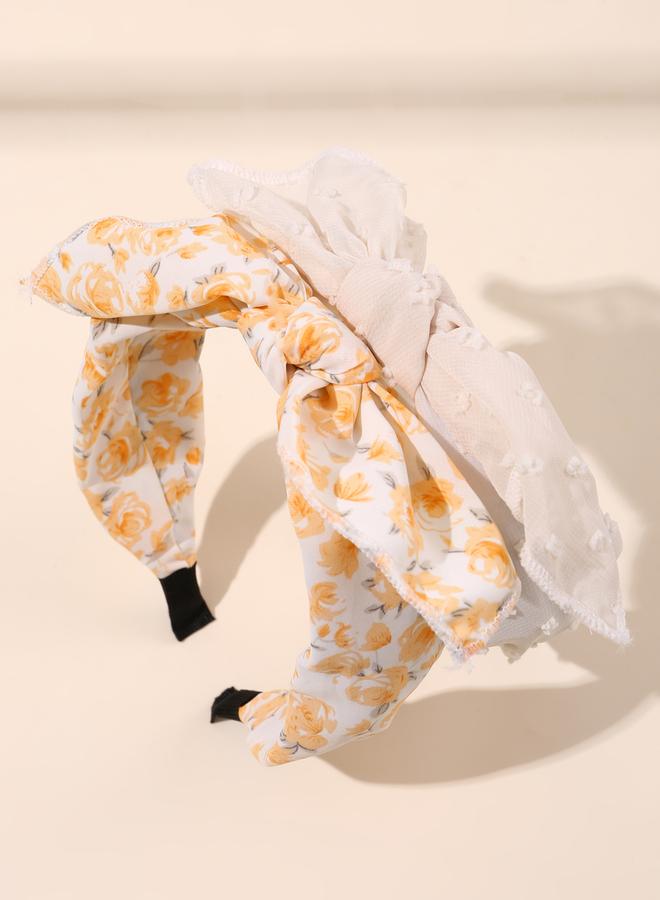 Take Two Pack of 2 - Floral Print Lace Headband - Image 3