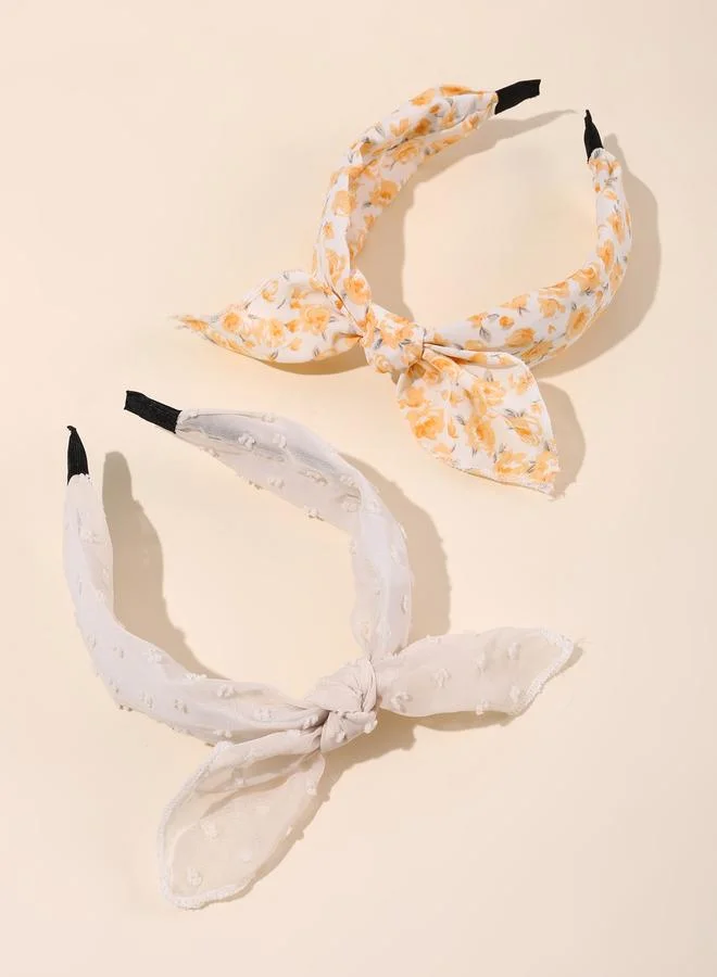 Take Two Pack of 2 - Floral Print Lace Headband
