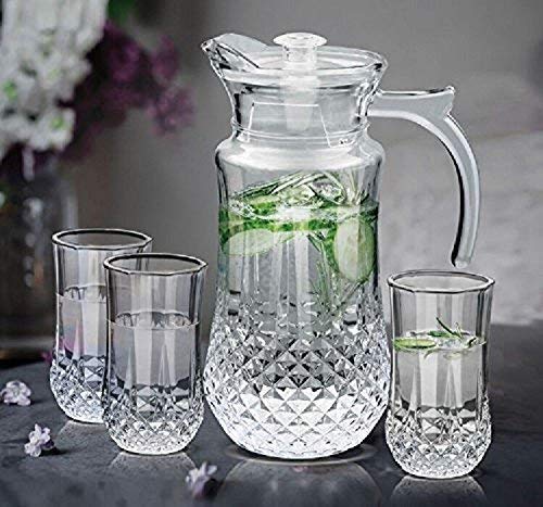 RAINCART Glassware Crystal Desire Lemon Set of 1Piece Jug and 6Pieces Glasses Transparent Pack of 7 Pieces - Image 1