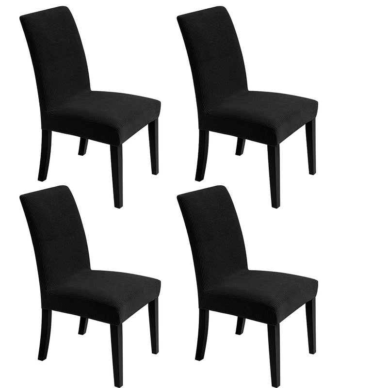 Artrello Chair Covers for Dining Room Stretch Chair Slipcovers for Decorative Seat Protector Armless Removable Washable Elastic Dinner Universal Spandex Solid Chair Slip Covers Set Black4