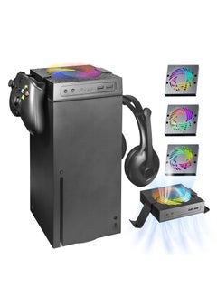 Cooling Fan for Xbox Series X, Xbox Series X Cooler Cooling Fan with Auto Fan Speed Adjustable by Temperature, Controller Stand, Low Noise, RGB Light, 2 USB Ports for Charging & Data Transmission