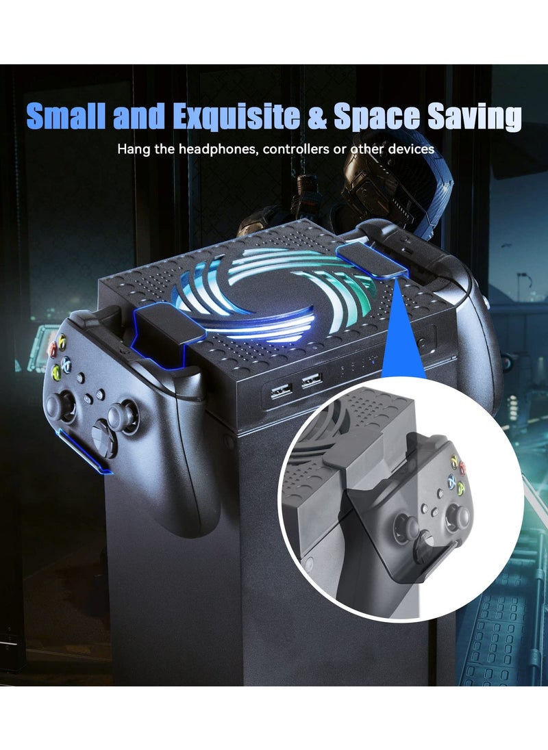 KASTWAVE - Cooling Fan for Xbox Series X, Xbox Series X Cooler Cooling Fan with Auto Fan Speed Adjustable by Temperature, Controller Stand, Low Noise, RGB Light, 2 USB Ports for Charging & Data Transmission - Image 1