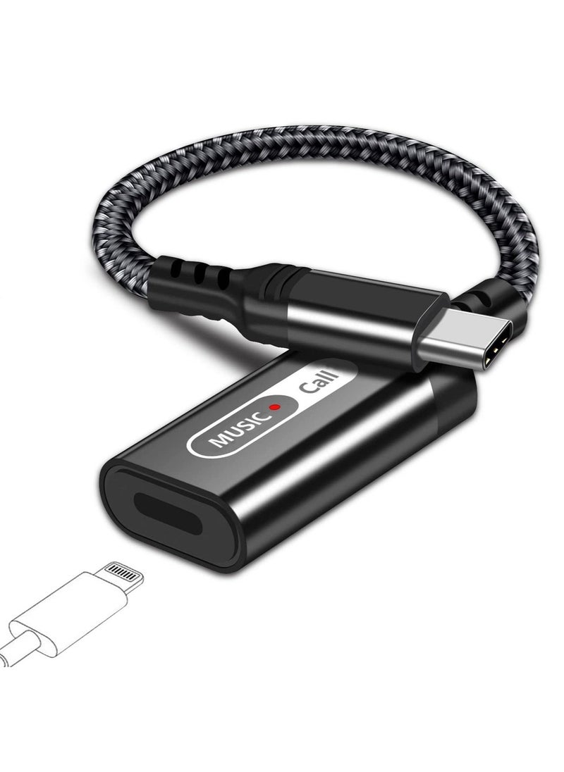Generic - USB C to Lightning Audio Adapter, USB Type C Male to Lightning Female Headphone Converter for Apple iPad Air 4 Mini 6 MacBook to Earphones Connector for Call Music Video Not Support Charging - Image 1