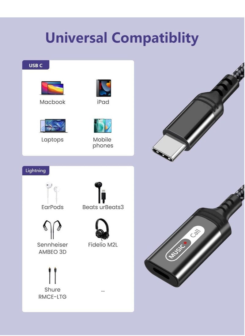 Generic - USB C to Lightning Audio Adapter, USB Type C Male to Lightning Female Headphone Converter for Apple iPad Air 4 Mini 6 MacBook to Earphones Connector for Call Music Video Not Support Charging - Image 1
