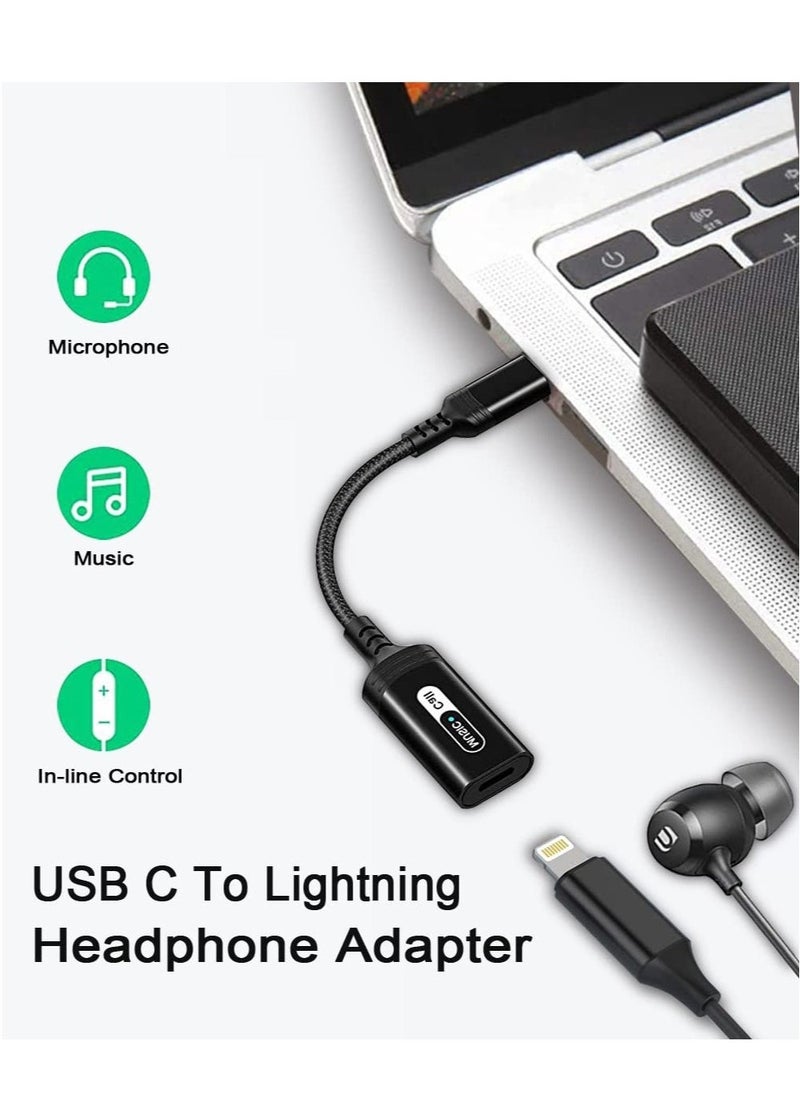 Generic - USB C to Lightning Audio Adapter, USB Type C Male to Lightning Female Headphone Converter for Apple iPad Air 4 Mini 6 MacBook to Earphones Connector for Call Music Video Not Support Charging - Image 1