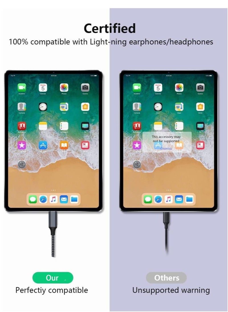 Generic - USB C to Lightning Audio Adapter, USB Type C Male to Lightning Female Headphone Converter for Apple iPad Air 4 Mini 6 MacBook to Earphones Connector for Call Music Video Not Support Charging - Image 1