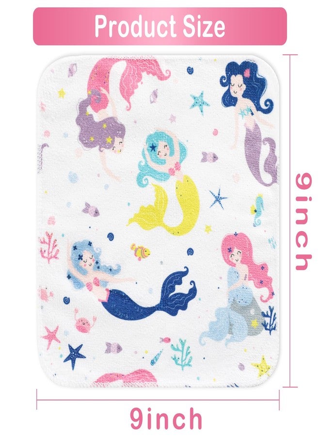 softan Baby Washcloths, 24Pack Baby Wash Cloths Extra Soft & Ultra Absorbent, Baby Towels and Washcloths Face Towels for Unisex Boys Girls Body, Washclothes Gentle on Sensitive Skin, 9x9 Mermaid - Image 2